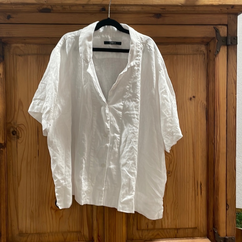 Quince Sz L 100% Linen White Blouse - Picture 1 of 5